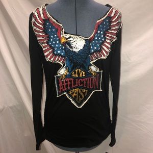 Affliction Twin Turbo Womens Eagle Shirt Large
